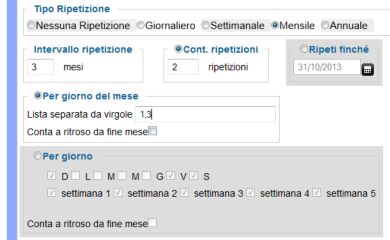 Ripetizione mensile per giorno